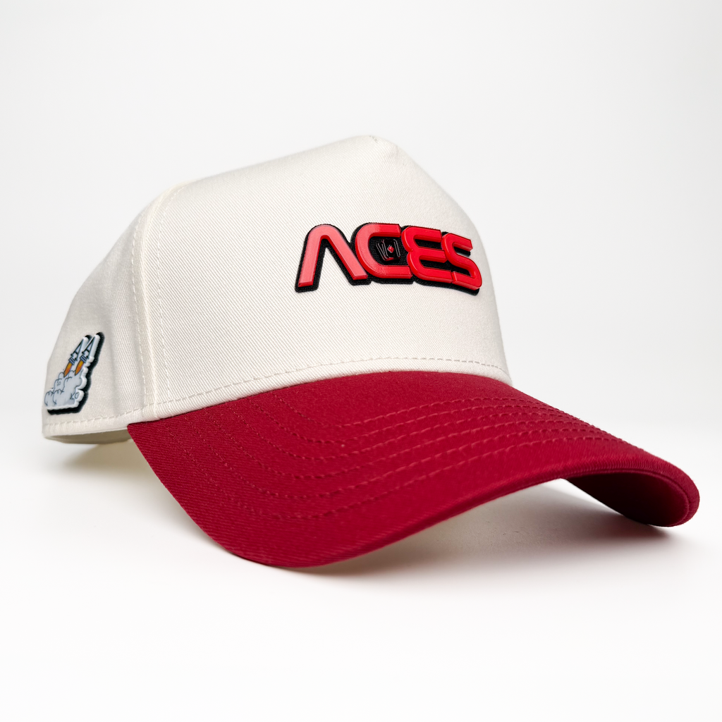 Aces Worm Text White/Red Hat